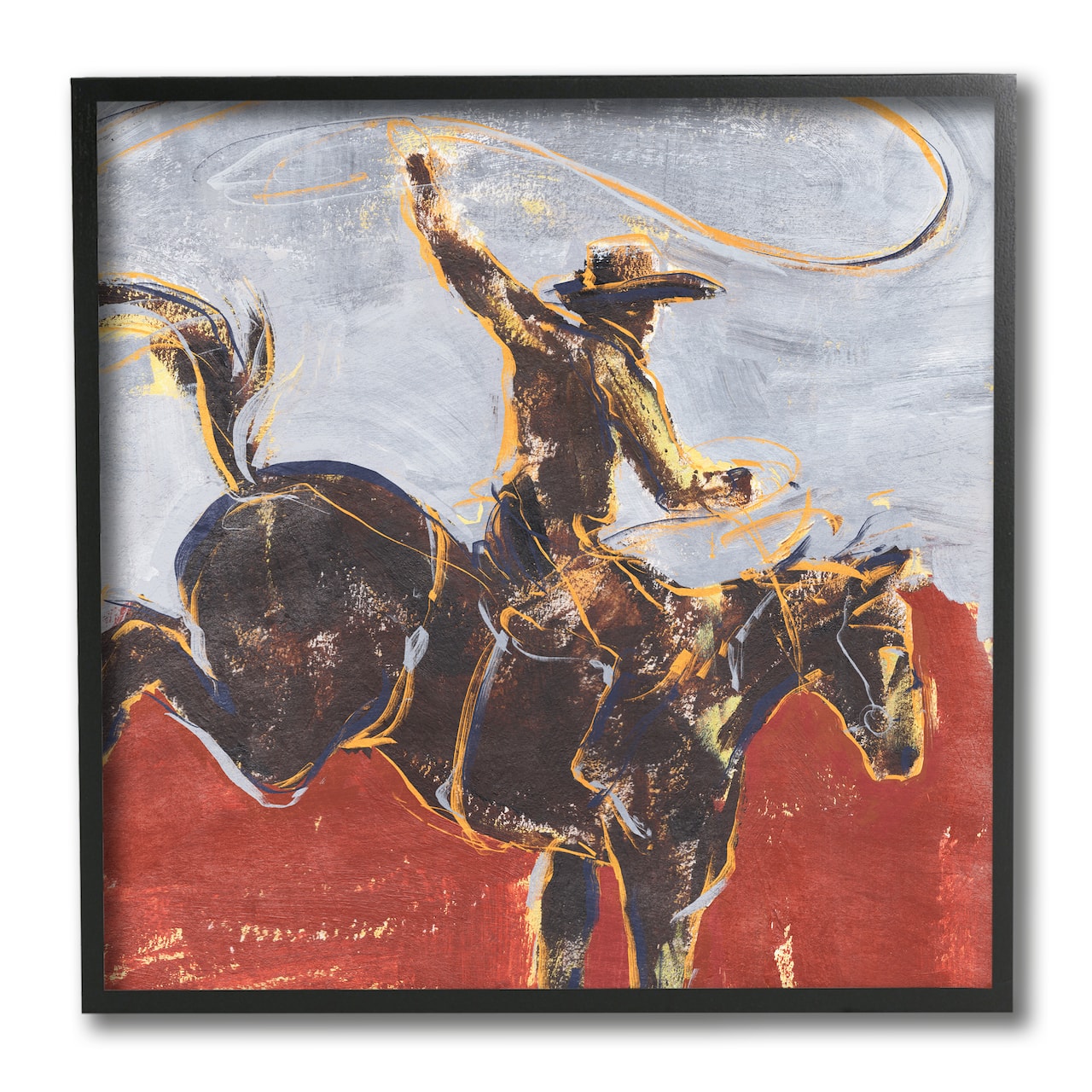 Stupell Industries Rustic Western Cowboy Wild Horse Lasso, 12" x 12"